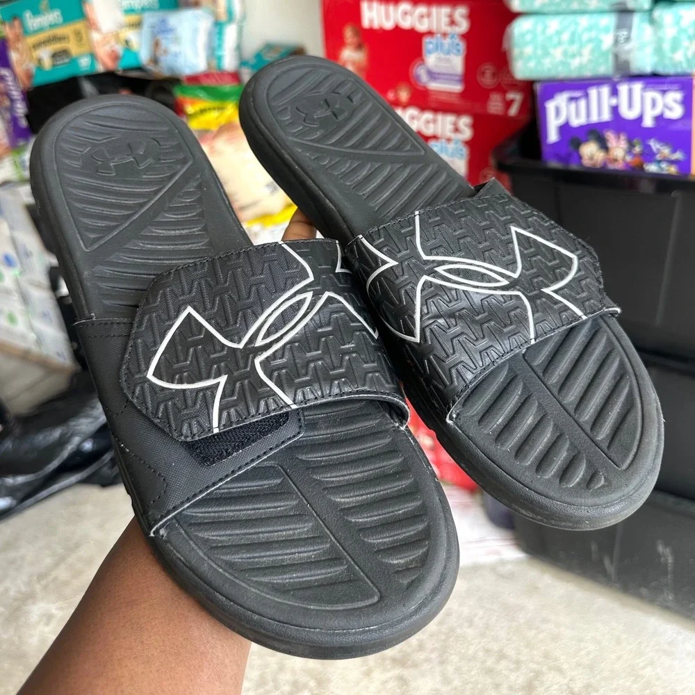 Under Armour Men's Ignite Ansa Logo Slide Sandals Size 13 Black White